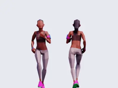 Exercising People - Animated and Rigged Low-poly 3D model