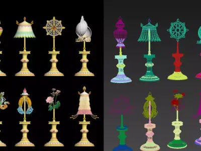 Buddhist auspicious eight treasures 3D model