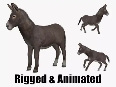 animated donkey Low-poly 3D model
