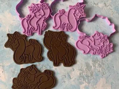 Set of unicorns Cookie Cutter 3D print model