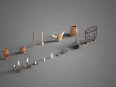 Various props collection Low-poly 3D model