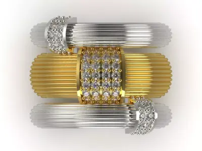 Stl 3dm Ring Modern 3D Design of Two-Tone Gold  jr00235 3D print model