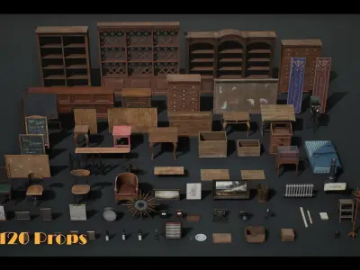 1940s Abandoned Office Low-poly 3D model