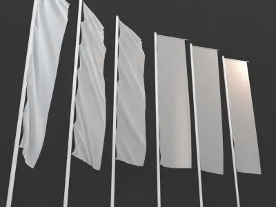 Animated Flagpoles 3D model