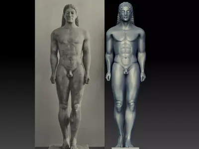 Kouros greek statue of man and woman 3D print model
