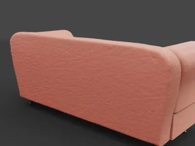 Pink Leather Couch Low-poly 3D model