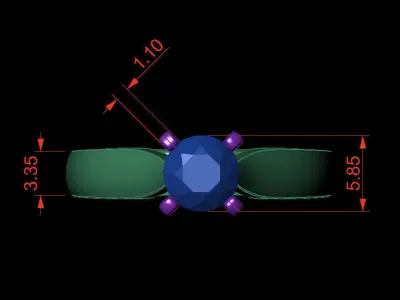 Round 0-75-CT Quarter Round Profile Shank Width 2-90mm 3D print model