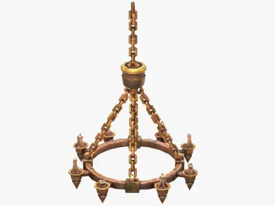 Chandelier with candles Low-poly 3D model