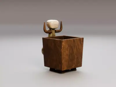 Stylized Bull Pencil Holder Low-poly 3D model