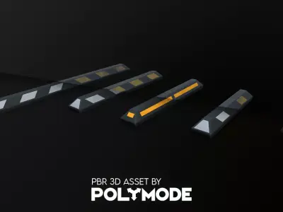 Rubber Car Parking Wheel Stopper Game-ready Low-poly 3D model Low-poly 3D model