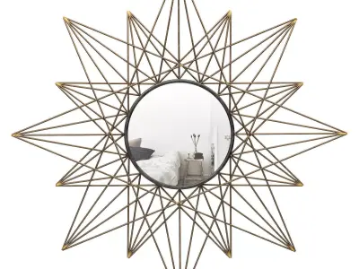 Hair Geometric Sunburst Wall Mounted Mirror W000330644 3D model