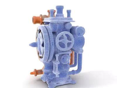 Steampunk Engine Model Pack with Intricate Detailing Low-poly 3D model