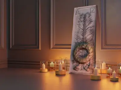 Tombstone relief of a feather and wreath Free 3D model