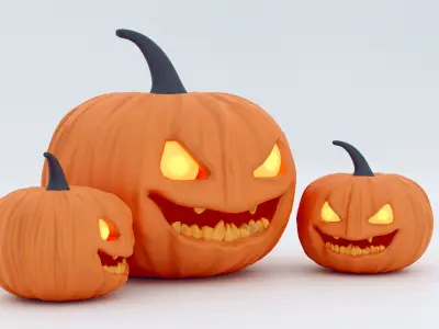 Pumpkin halloween game prepared engine model PBR Low-poly 3D model