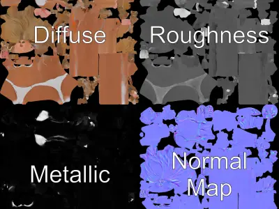 Blonde Female Character Rigged and Animated D Model Low-poly 3D model