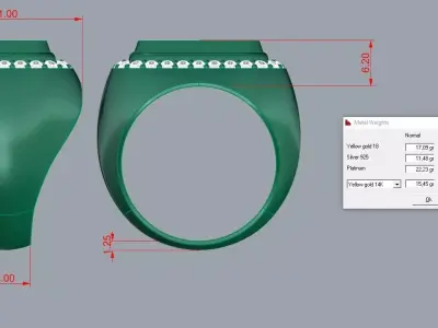 Elegant Mens Ring Jewelry Gold 3D print model buy