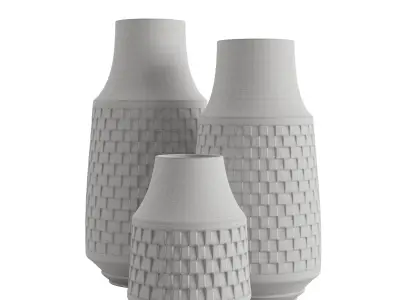 Wheel-thrown pottery vases 3D model
