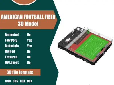 American Football Field Low-poly 3D model