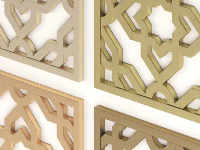 Arabic Islamic pattern decorative gold plaster 3D model