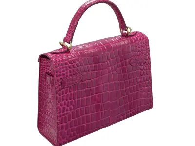 Hermes Kelly Bag Purple Crocodile Low-poly 3D model
