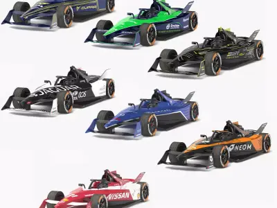 Formula E Season 2024 Race Car Collection 3D model