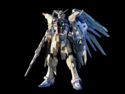 FREEDOM GUNDAM Realistic Texture Rigged with decal 3D model Low-poly 3D model