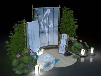 Chinese style artistic conception and styling 3D model