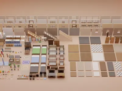 Low Poly Modular Interior Pack Low-poly 3D model