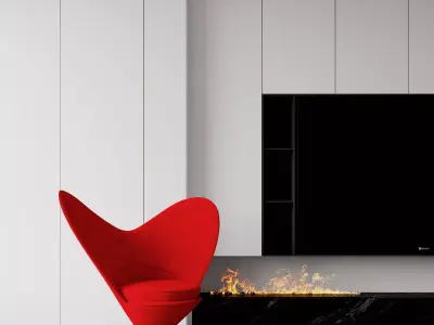 Modern living room dining room interior scenes 356 3D model