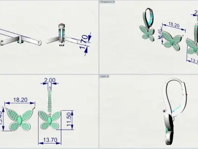Graff Butterfly Pendant and Earrings 3D print model