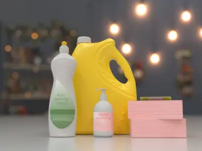 Washing products Low-poly 3D model