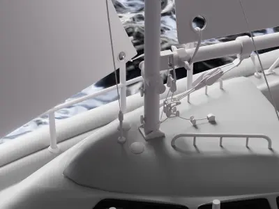 Sailing Yacht or Sailboat Low-poly 3D model