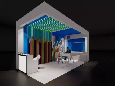 Exhibition model booth with walls 3D model
