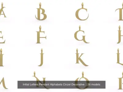 Initial Letters Pendant Alphabets Cinzel Decorative  3D Model Collection