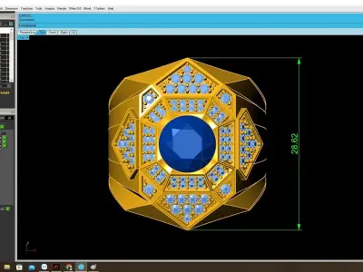 Luxury Geometric Ruby and Diamond Signet Ring for Men 4107 3D print model