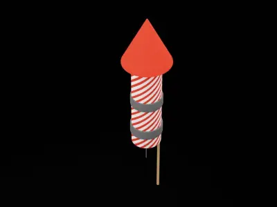 Red Christmas Firework  Low-poly 3D model