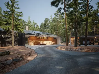 House in the Forest Modern House 3D model Low-poly 3D model