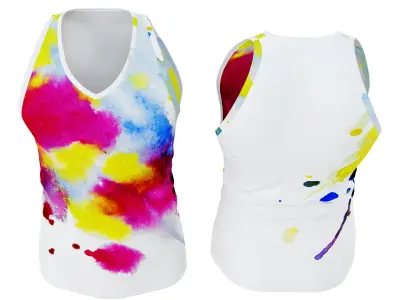T-shirt with abstract paint pattern 3D model