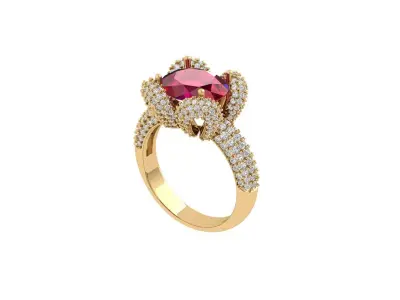 Cushion Art deco Ring 3D print model