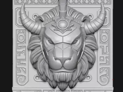 lion sculpture 3D print model 4