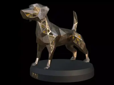 Steampunk Dog Low-poly 3D model