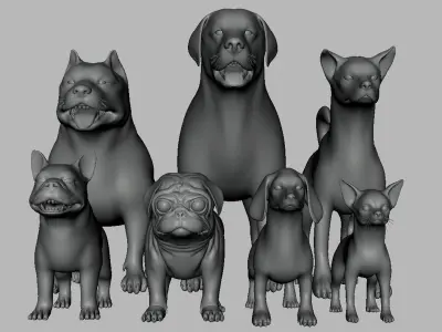 Mega Dog Pack BaseMesh Low-poly 3D model