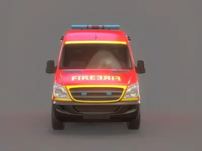 Fire and Rescue Vehicle Low Poly Low-poly 3D model