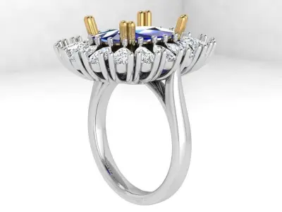 Cushion Cluster Ring 4388 3D print model