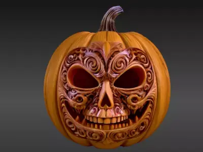 Jack-o -Lantern Stylized Pumpkin Sculpture 3D Model Printable 3D print model