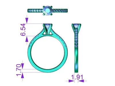 ZDR007 solitaire diamond engagement ring 3D print model