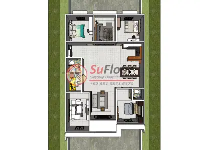 House 10x25m code 617 - Sketchup 3D model 3D model 3D model