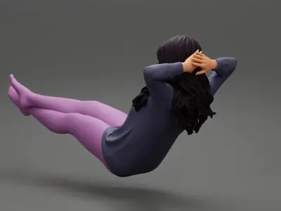 Sexy girl sitting on a chair with her legs on the table 3D print model