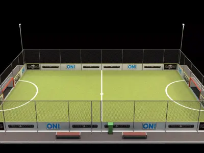 LowPoly Street Soccer  Football Field Low-poly 3D model