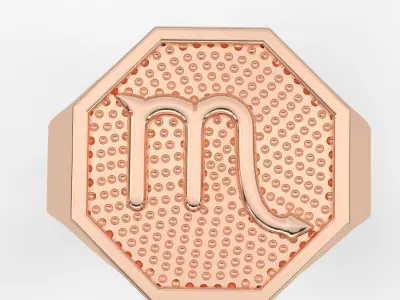 ring twelve symbols of the zodiac Silver Gold  Print 3D print model